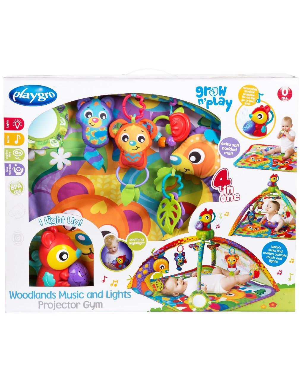 Playgro - woodland music and light projector gym