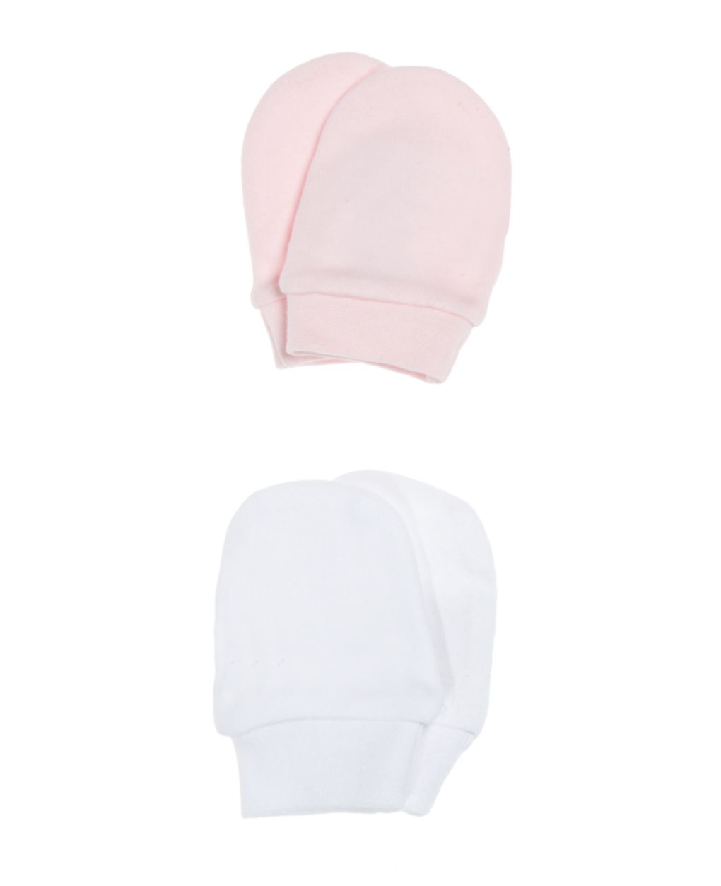 Set di due paia di muffole bianche e rosa