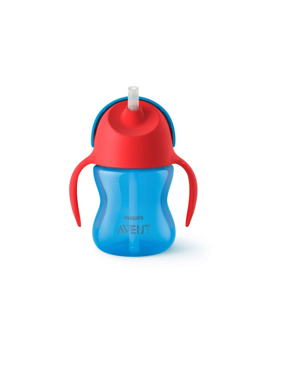 Tazza colorata con cannuccia blu 200ml avent