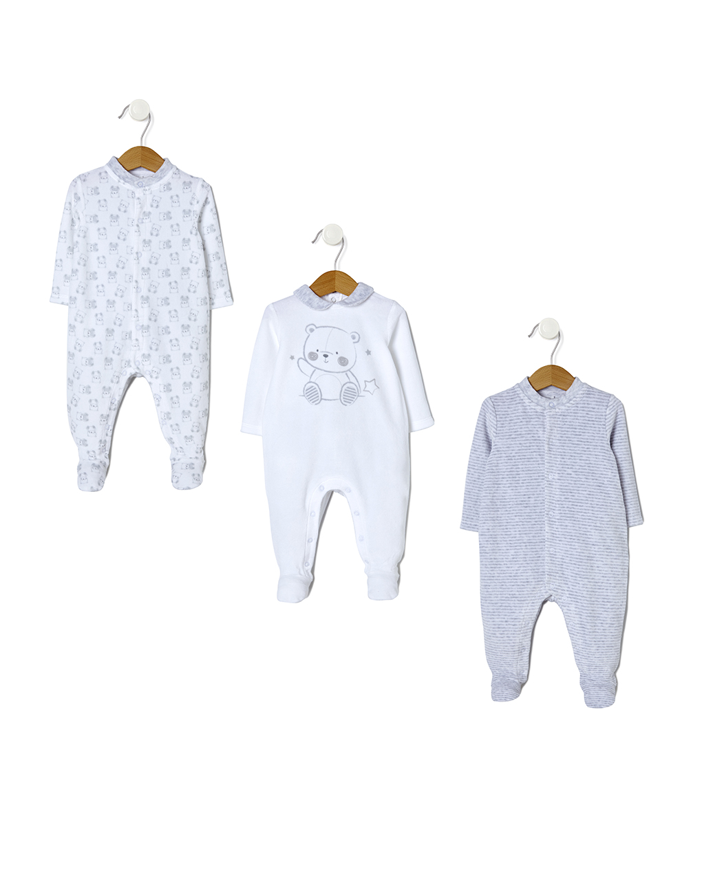 Pack 3 tutine in ciniglia color grigio e panna