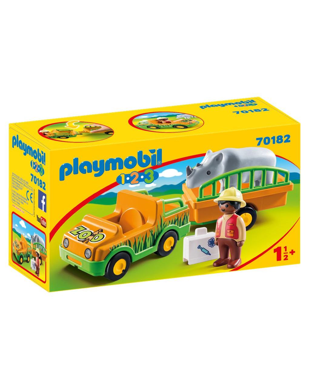 Playmobil - veicolo zoo con rinoceronte 1.2.3