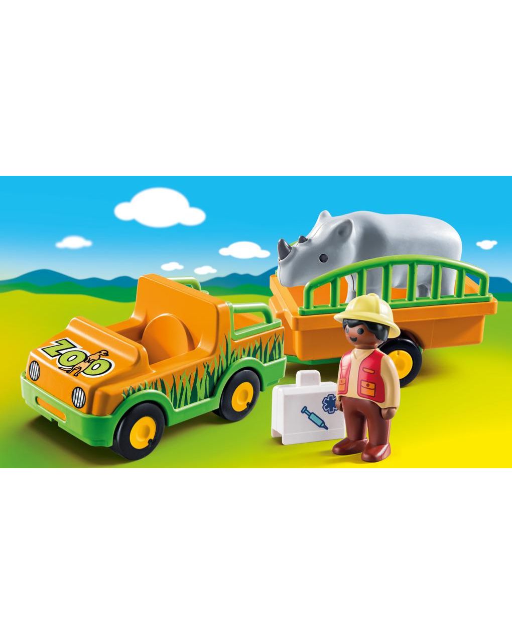 Playmobil - veicolo zoo con rinoceronte 1.2.3