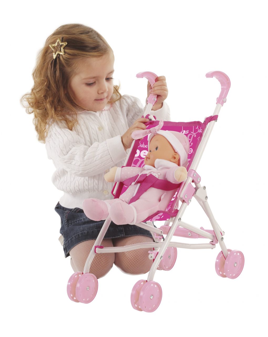 Love bebe' - passeggino in metallo con bambola soft