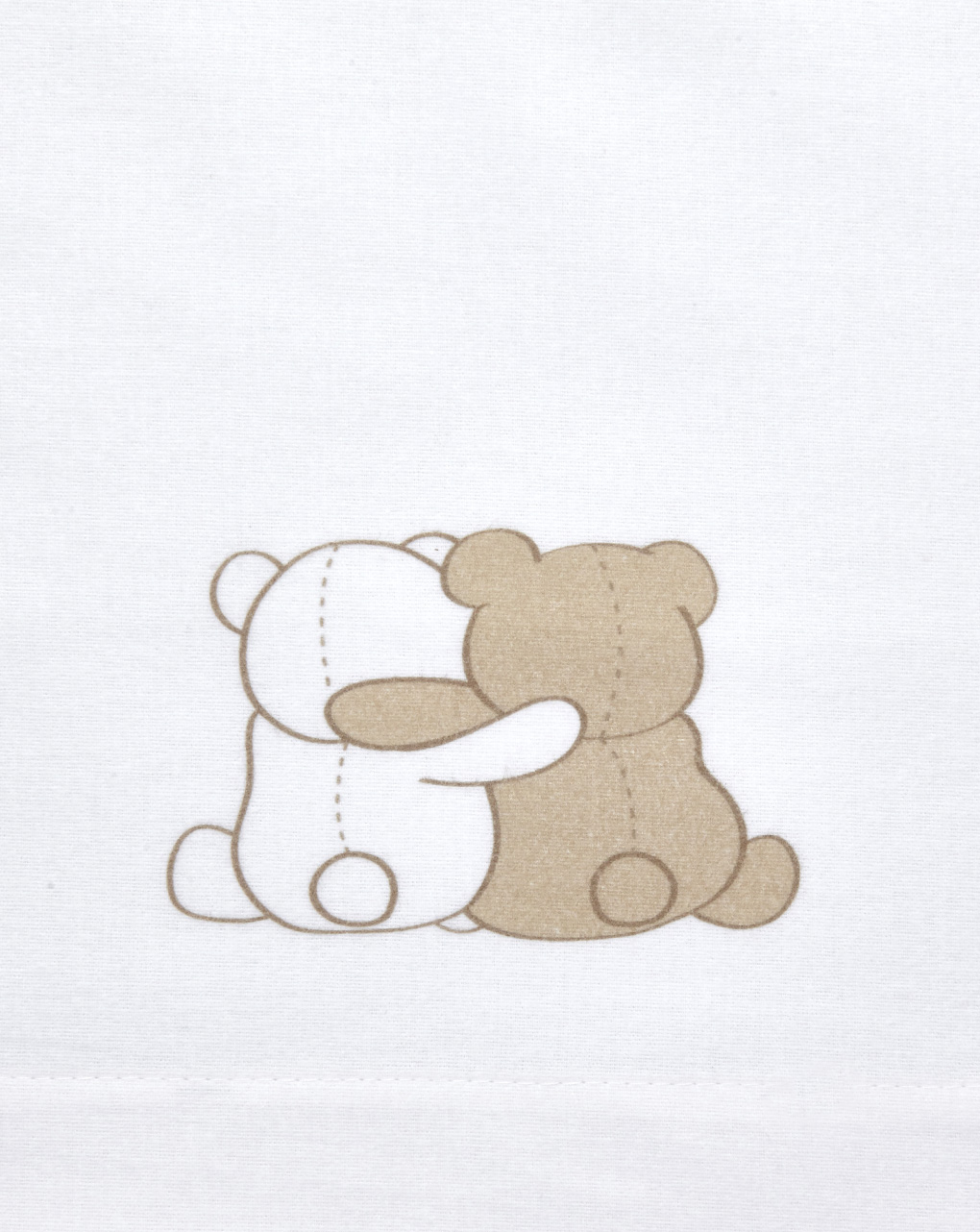 Completo letto 3 pezzi in flanella bianca con orso