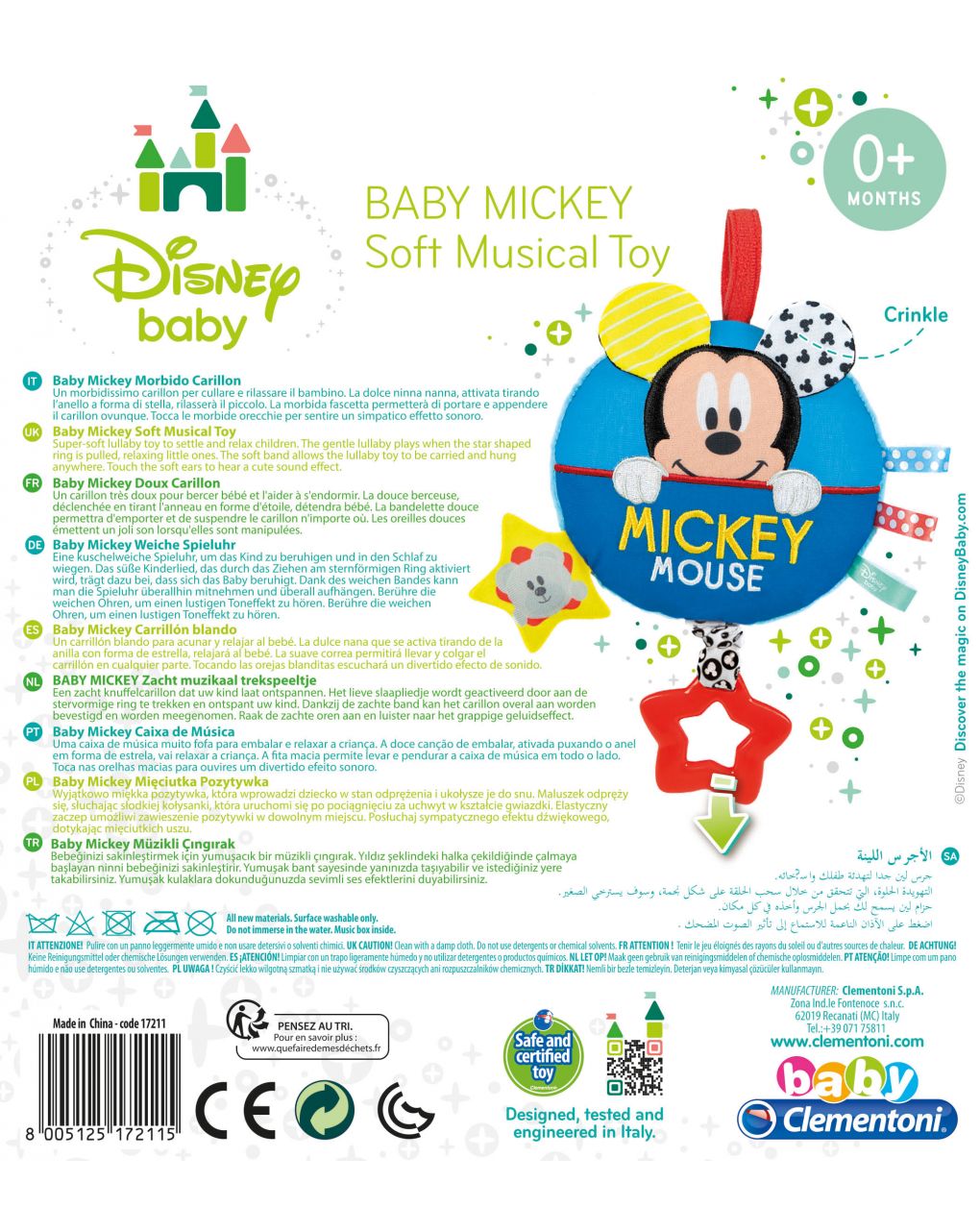Babyclementoni - baby mickey morbido carillon