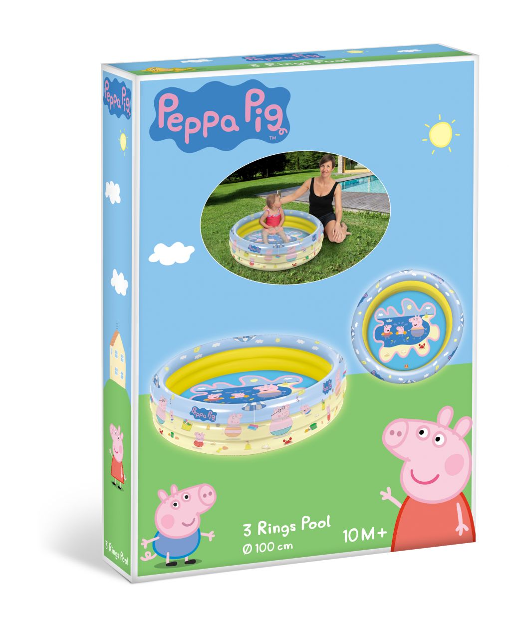 Mondo - peppa pig piscina 3 anelli d. 100 cm