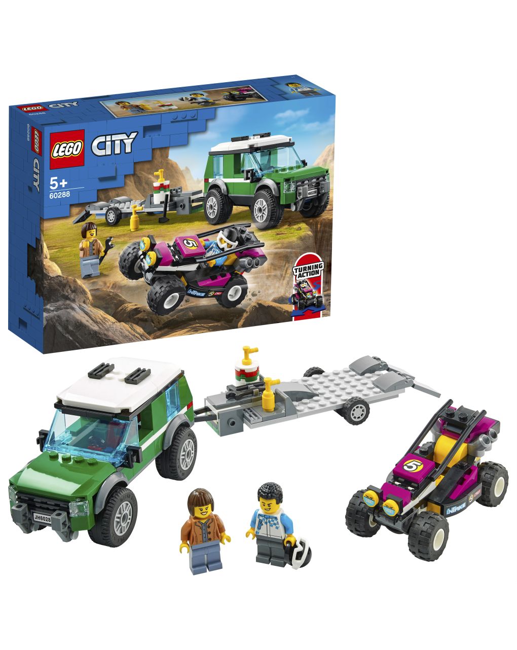 Lego city great vehicles - trasportatore di buggy da corsa - 60288