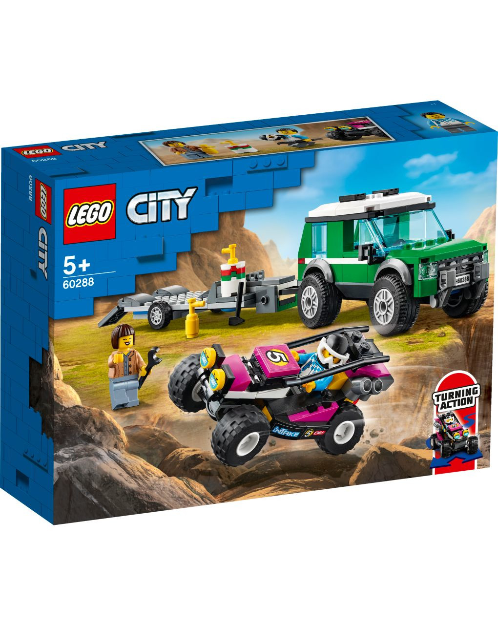 Lego city great vehicles - trasportatore di buggy da corsa - 60288