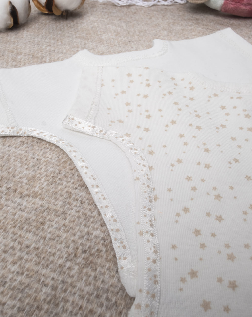 Pack 2 body prematuri felpati "stelline" oeko-tex
