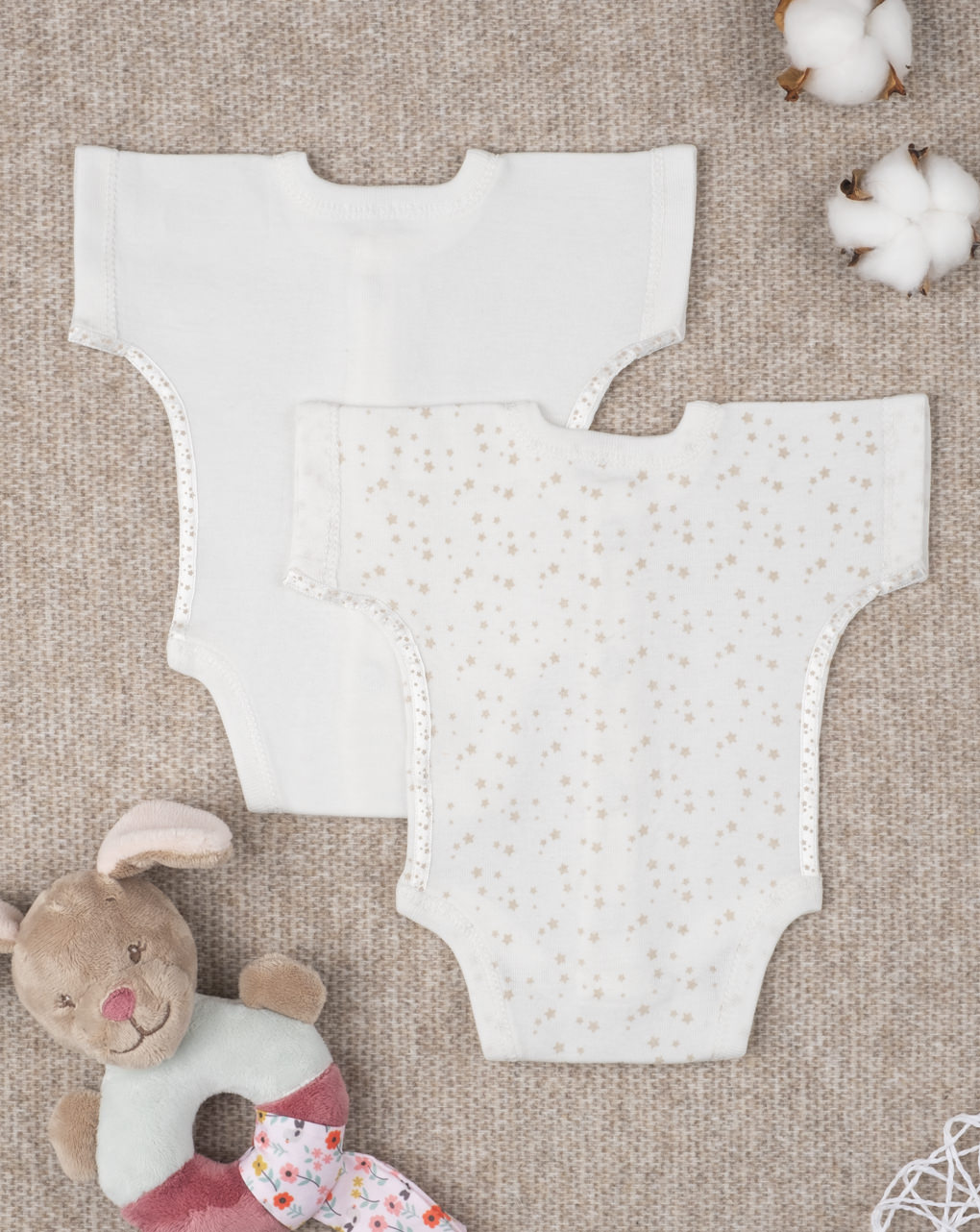 Pack 2 body prematuri felpati "stelline" oeko-tex