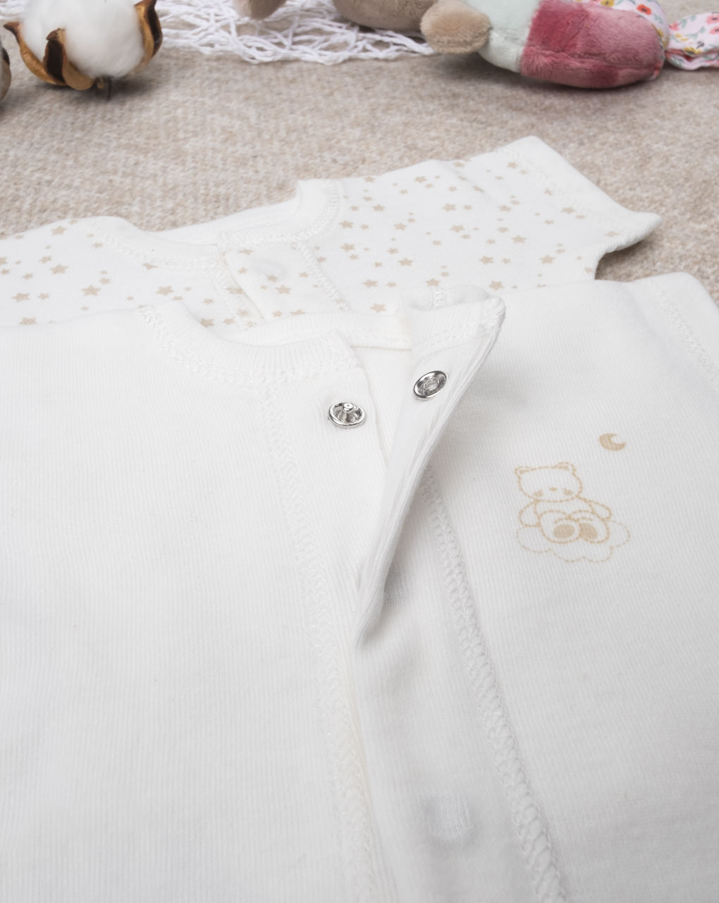 Pack 2 body prematuri felpati "stelline" oeko-tex