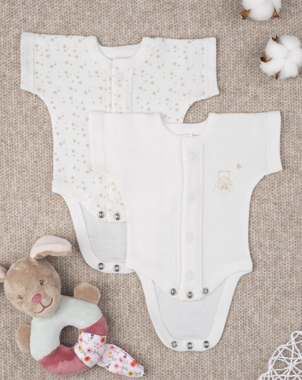 Pack 2 body prematuri felpati "stelline" oeko-tex