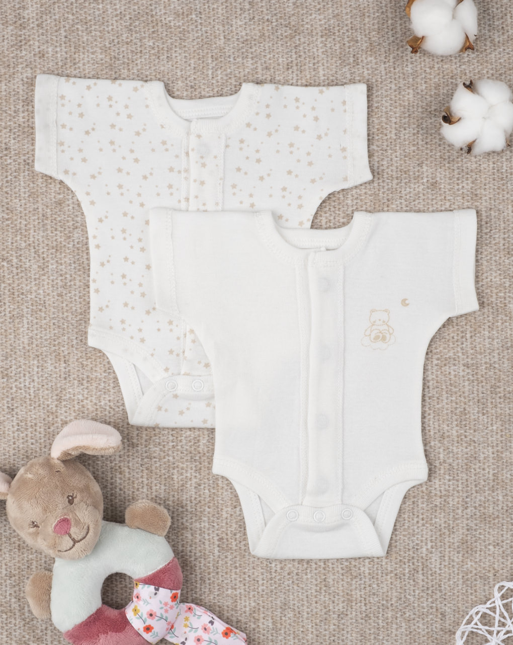 Pack 2 body prematuri felpati "stelline" oeko-tex