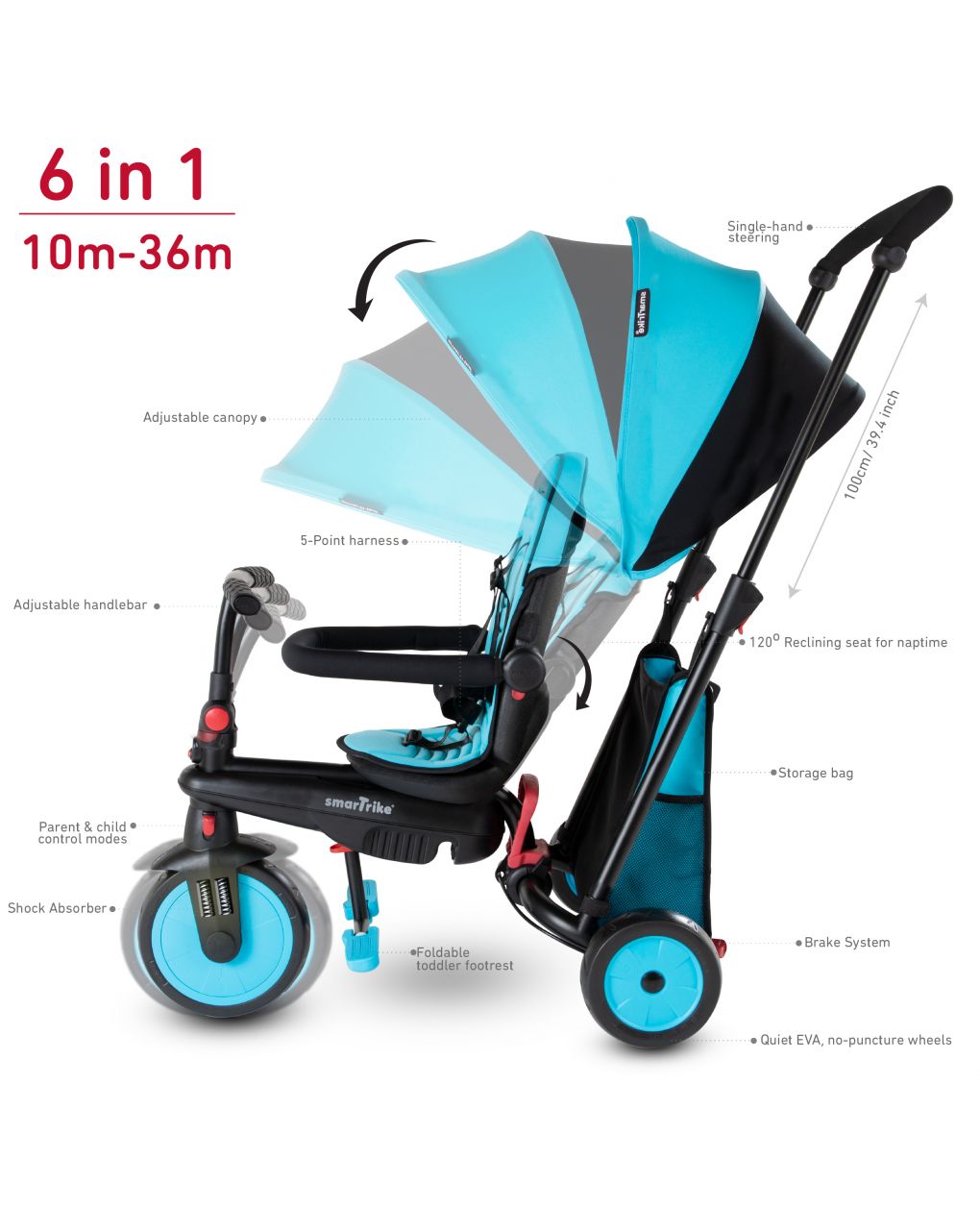 Smartrike str3 folding 6 in 1 blu