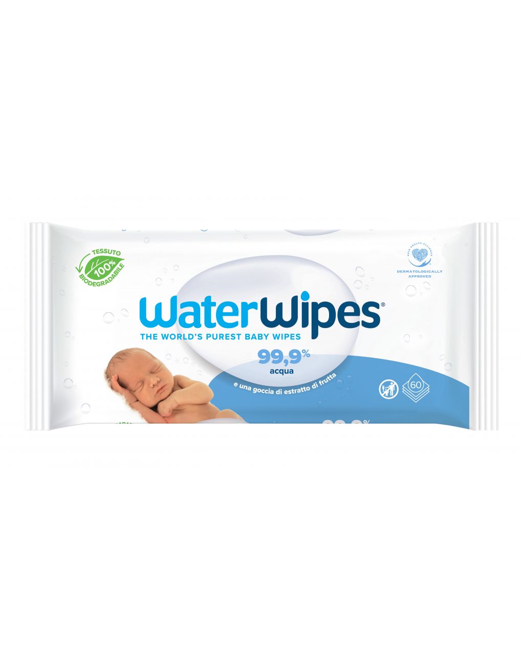 Salviette biodegradabili per bambini waterwipes - 60 pezzi