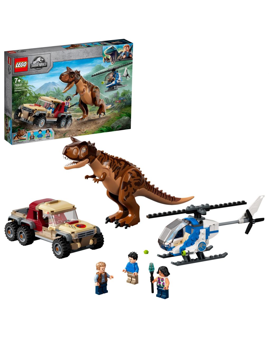 Lego jurassic world - l’inseguimento del dinosauro carnotaurus - 76941