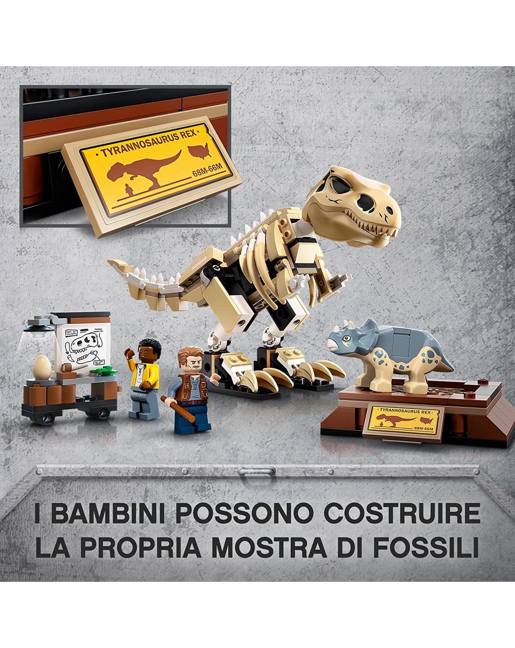 Lego jurassic world - la mostra del fossile di dinosauro t. rex - 76940