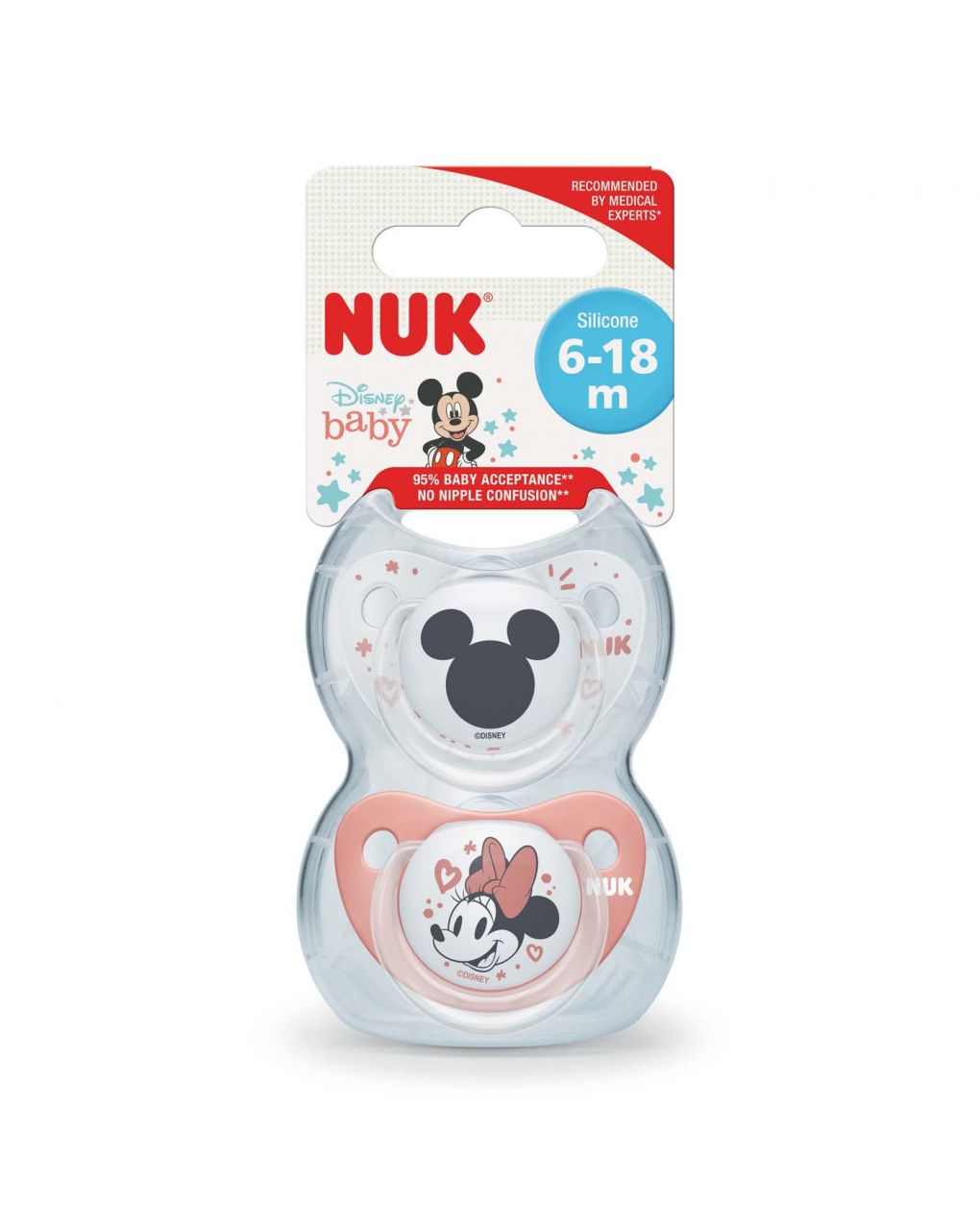Nuk succhietto tl disney minnie_red_silicone 6--18 2pz