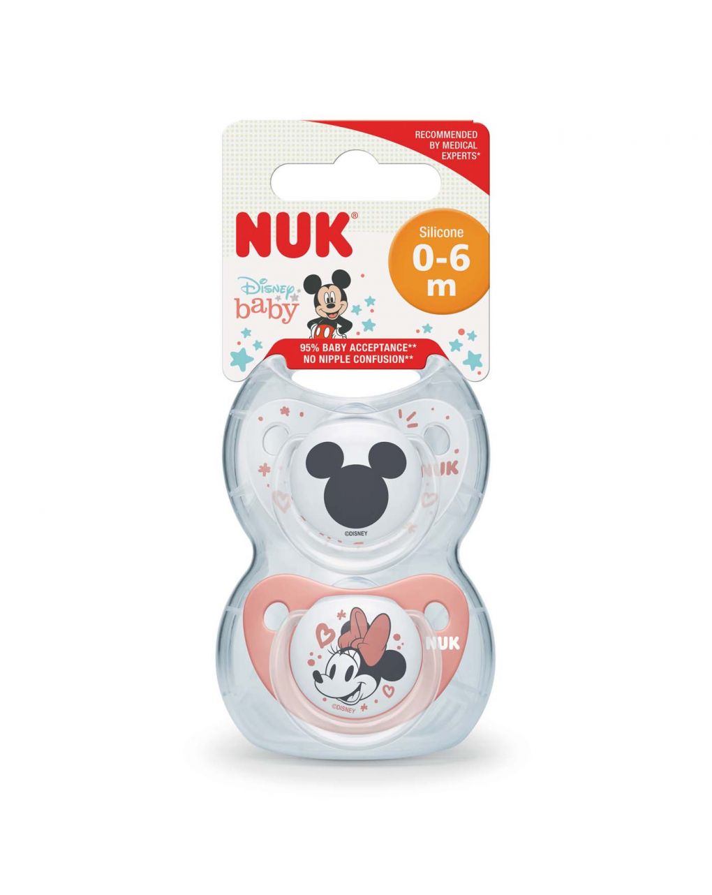 Nuk succhietto tl disney minnie_red_silicone 0-6 2pz