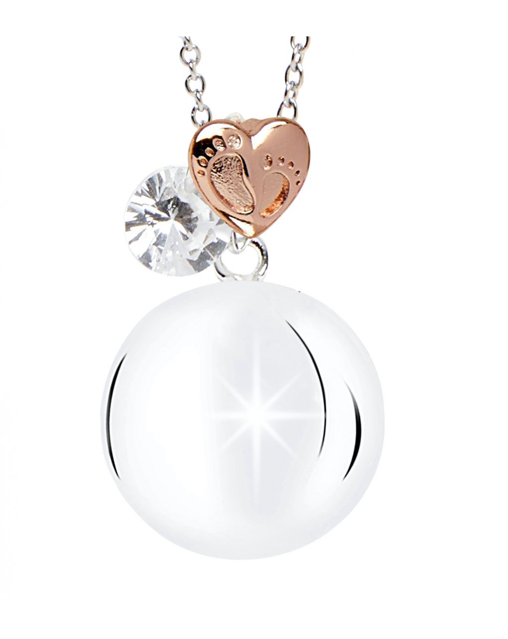 Mamijux chiama angeli con cuore centrale con piedini incisi in oro rosa