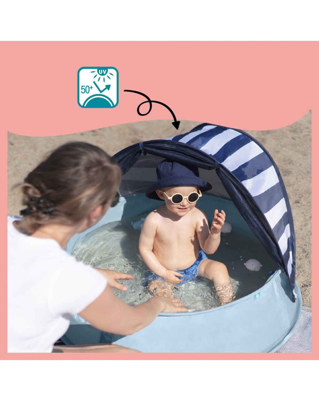 Babymoov aquani box giochi & piscina anti-uv spf 50+ marinière