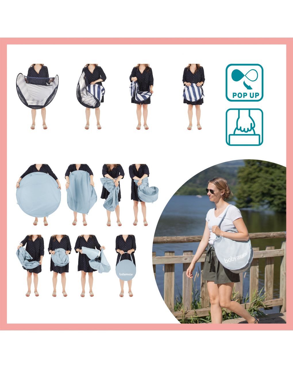 Babymoov aquani box giochi & piscina anti-uv spf 50+ marinière