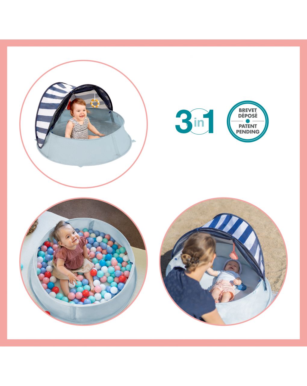 Babymoov aquani box giochi & piscina anti-uv spf 50+ marinière