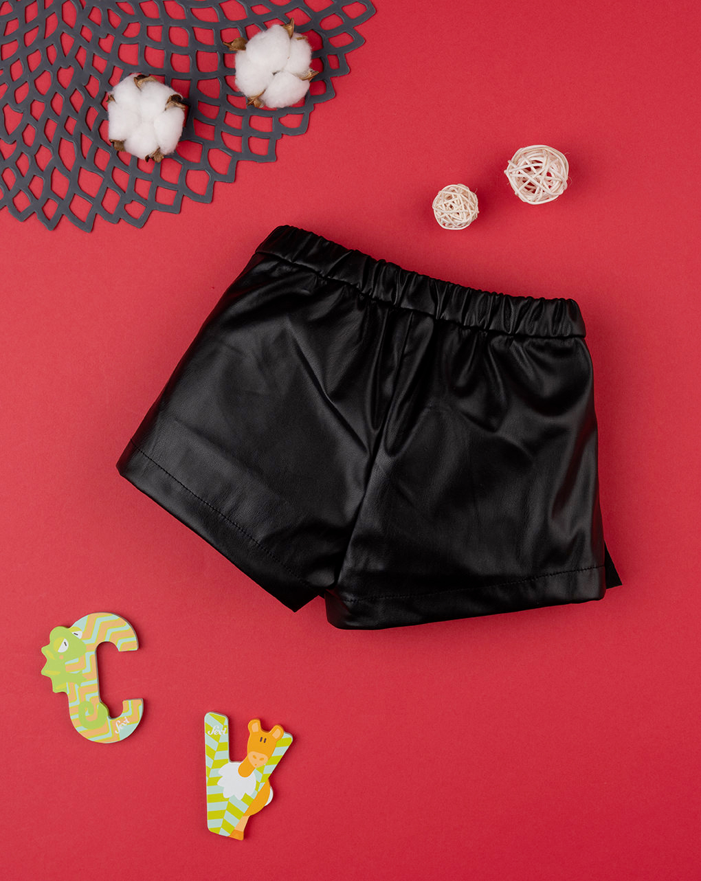 Short bimba finta pelle black