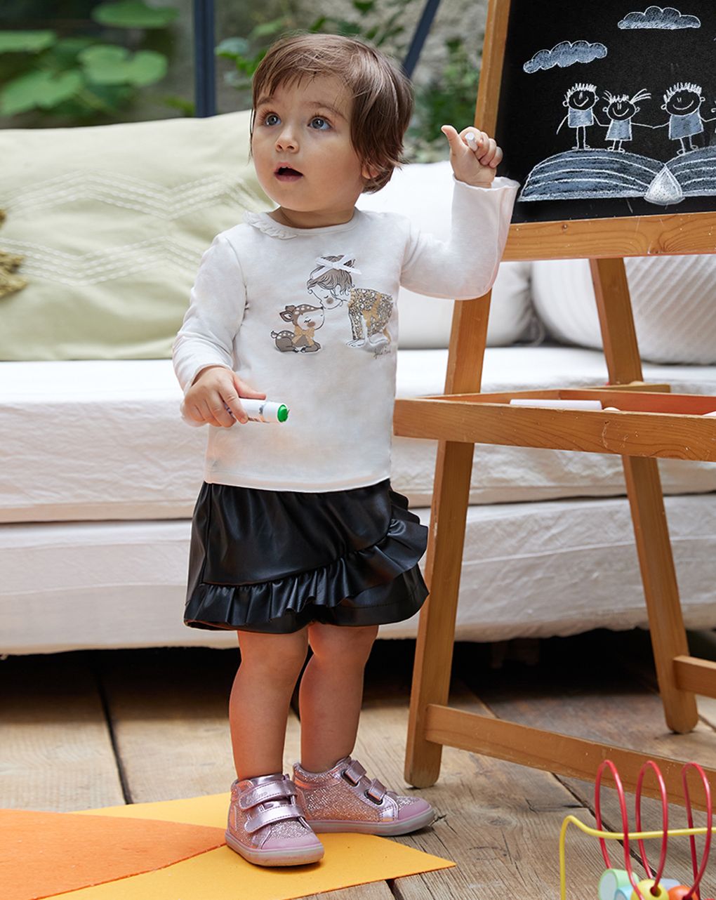 Short bimba finta pelle black