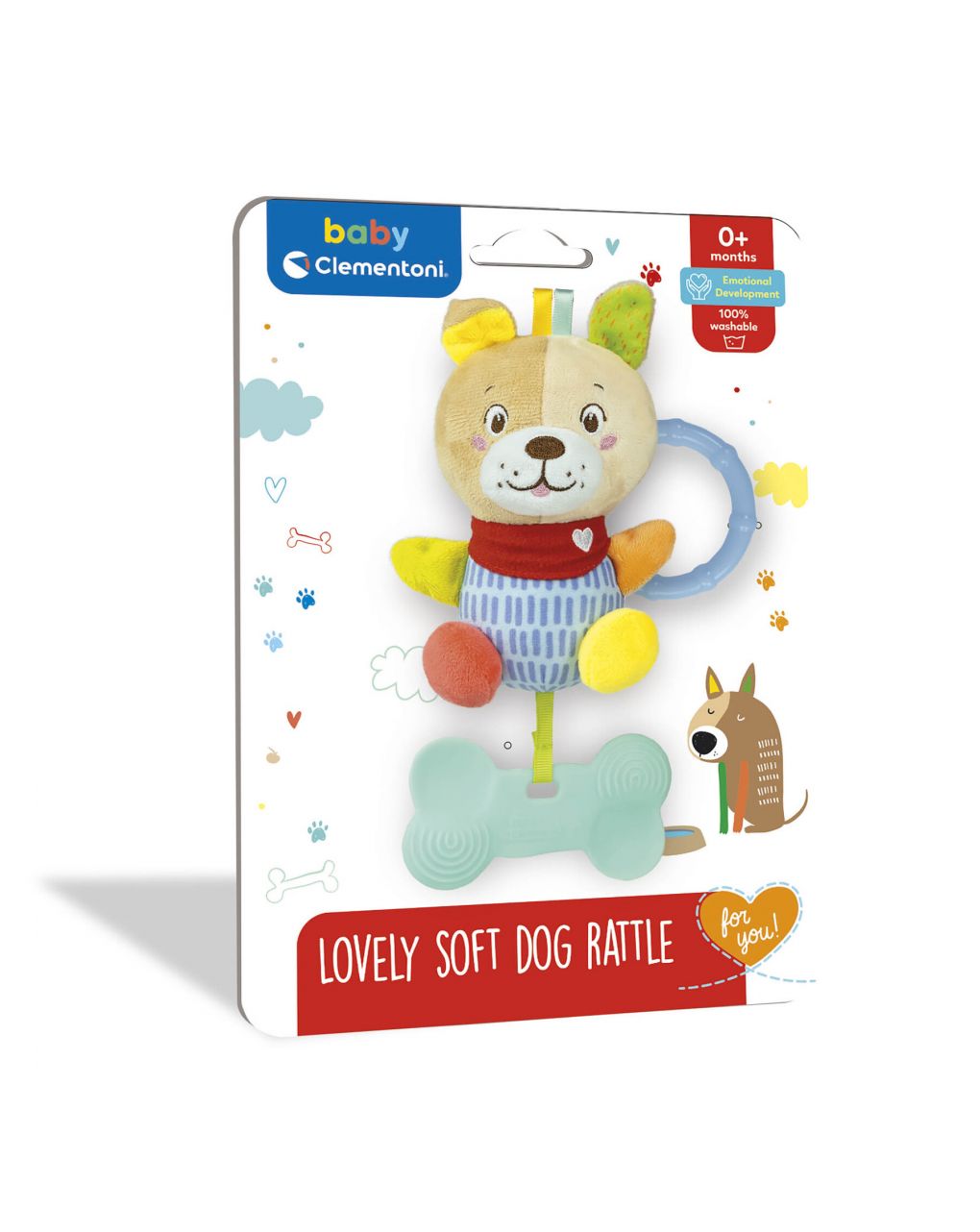 Baby clementoni - lovely soft dog sonaglino morbido peluche