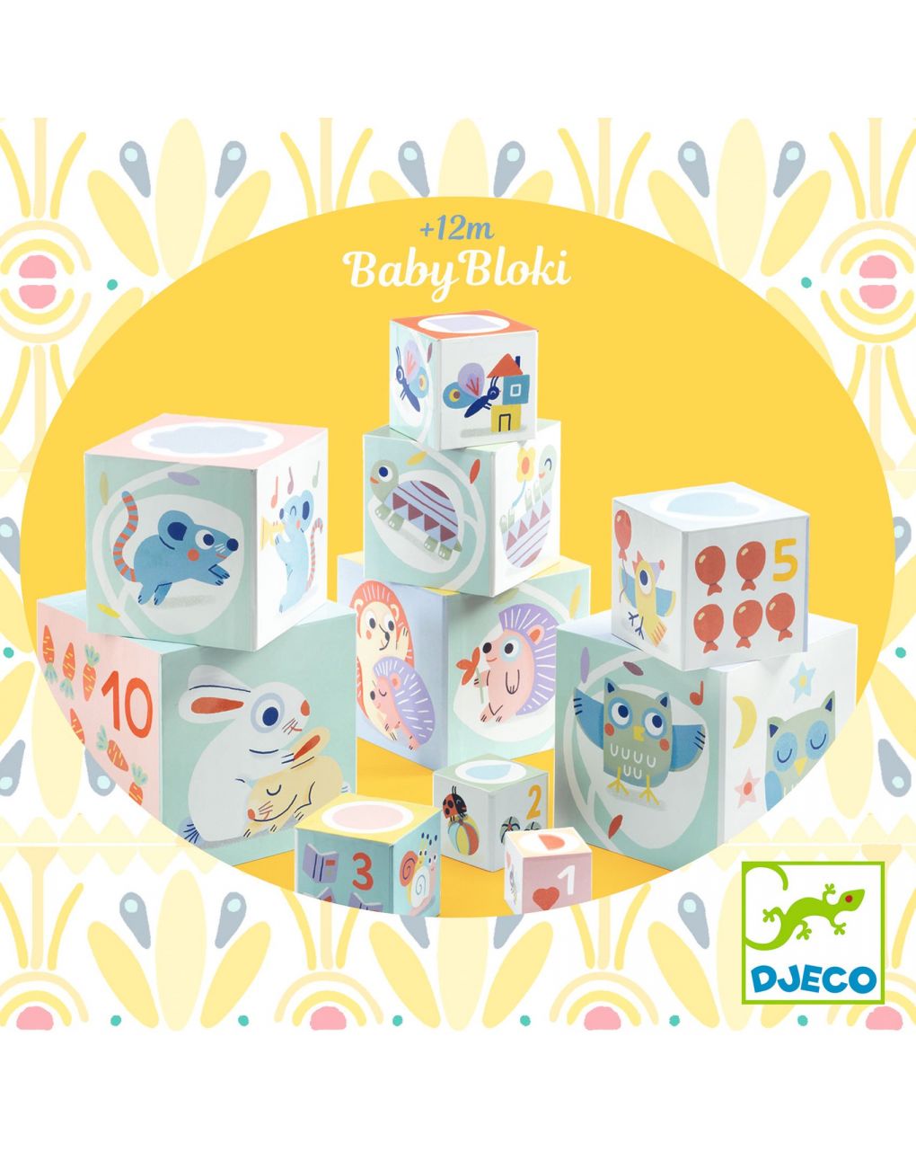 Babybloki 10 cubi sovrapponibili in cartone - djeco