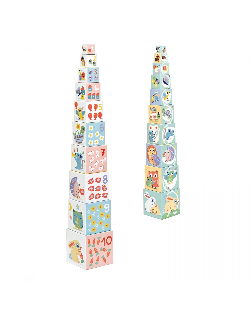 Babybloki 10 cubi sovrapponibili in cartone - djeco