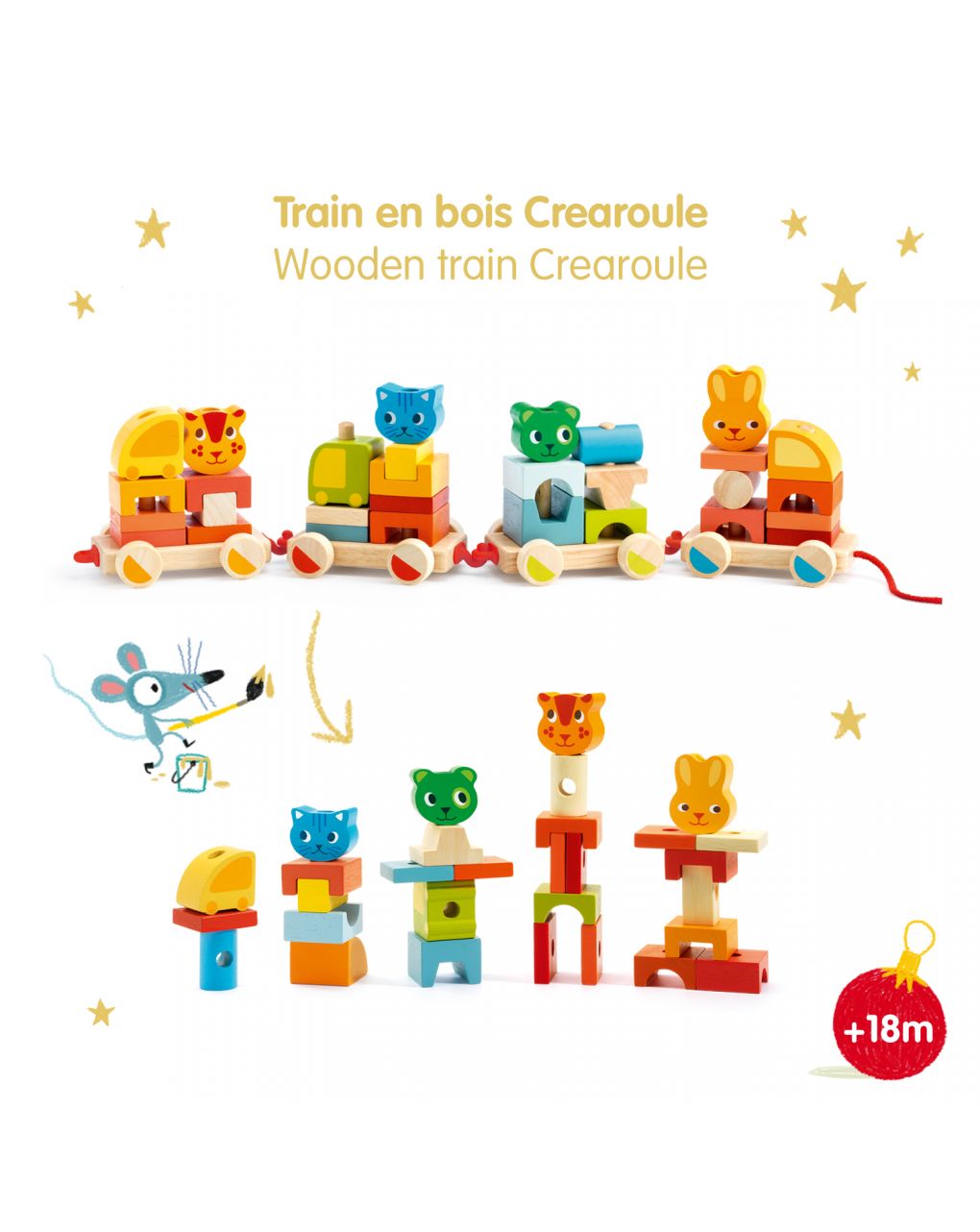 Trenino in legno crearoule my little train - djeco