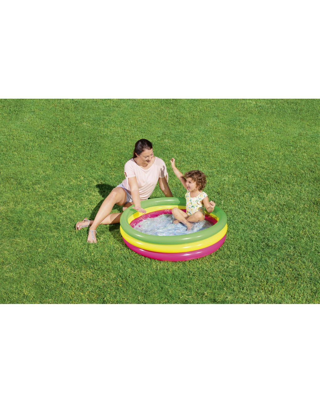 Piscina summer 3 anelli color con fondo gonfiabile 102x25 cm - bestway