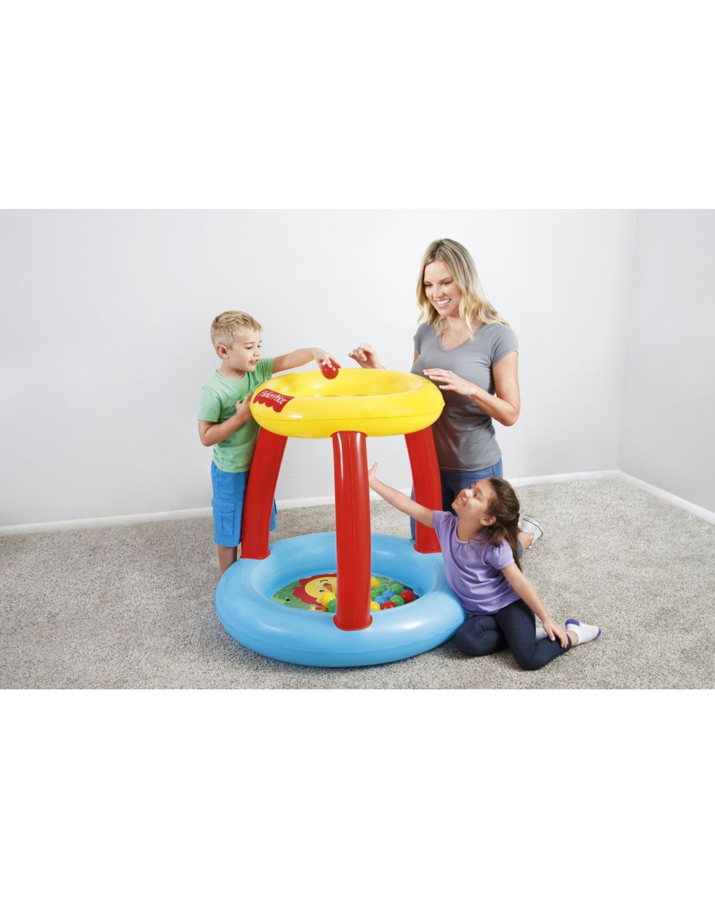 Piscinetta amici animali 89x89x84 cm struttura con tettuccio interattivo. include 15 palline colorate - bestway