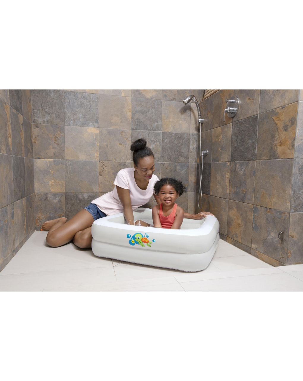 Bagnetto baby tub quadrato con fondo gonfiabile 86x86x25 cm. adatto ai box doccia - bestway