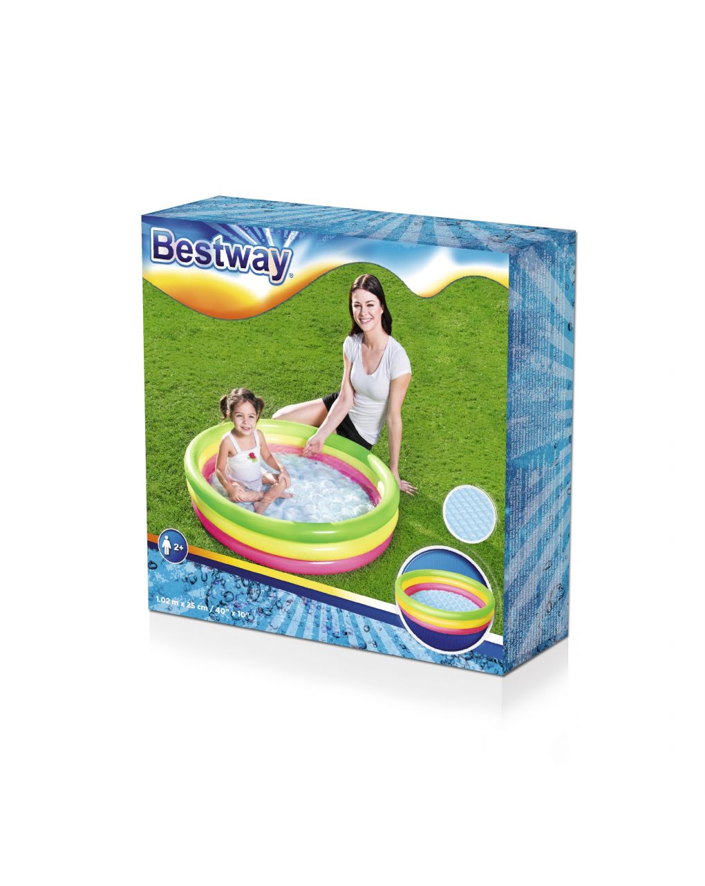 Piscina summer 3 anelli color con fondo gonfiabile 102x25 cm - bestway