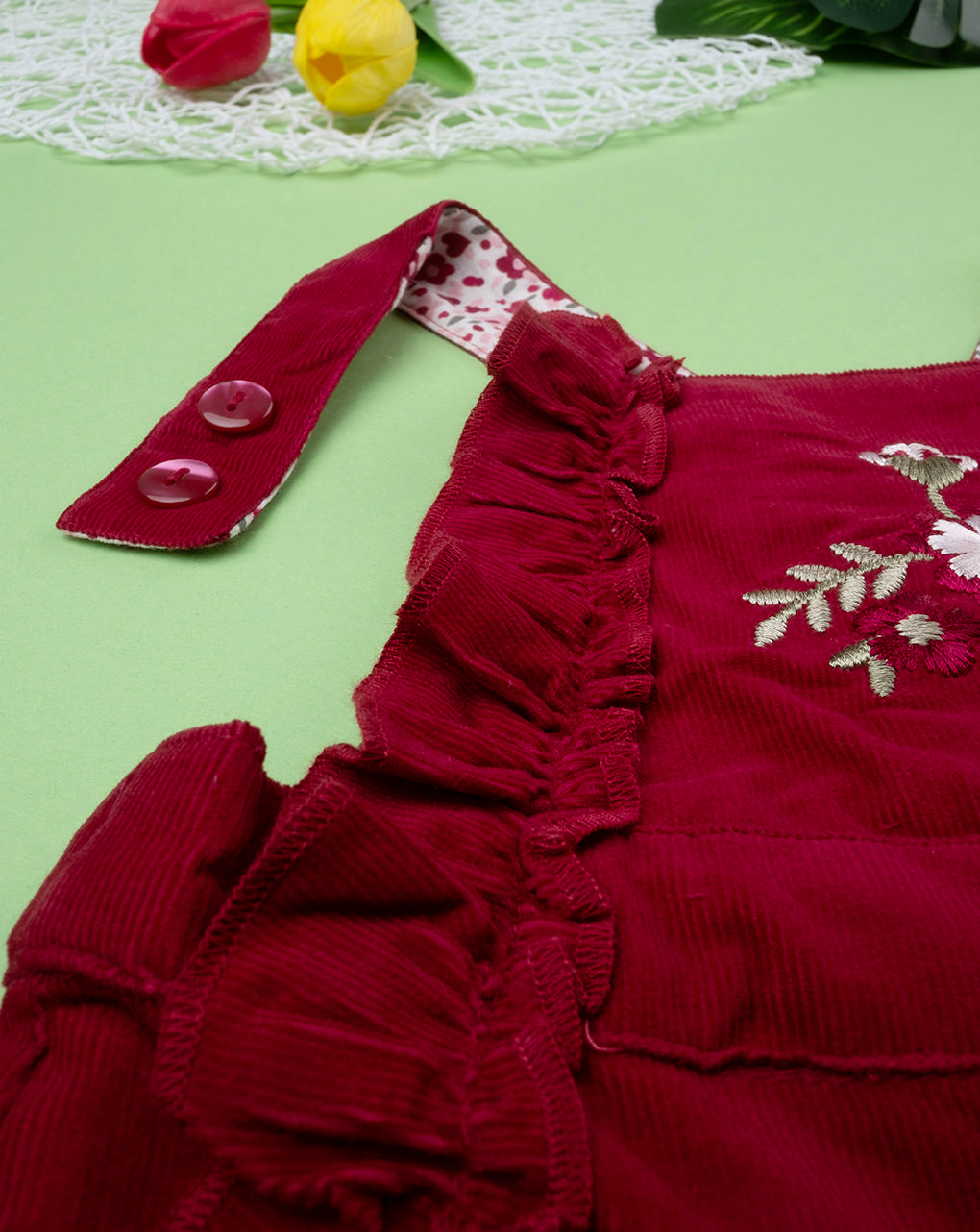 Dungaree bimba bordeaux fiori