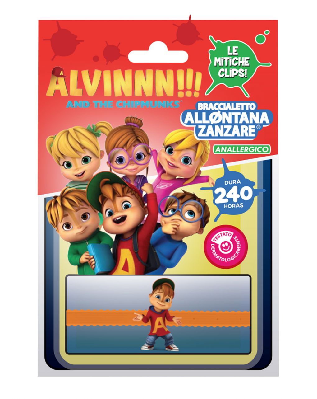 Braccialetto allontana zanzare anallergico alvin and the chipmunks - brand italia
