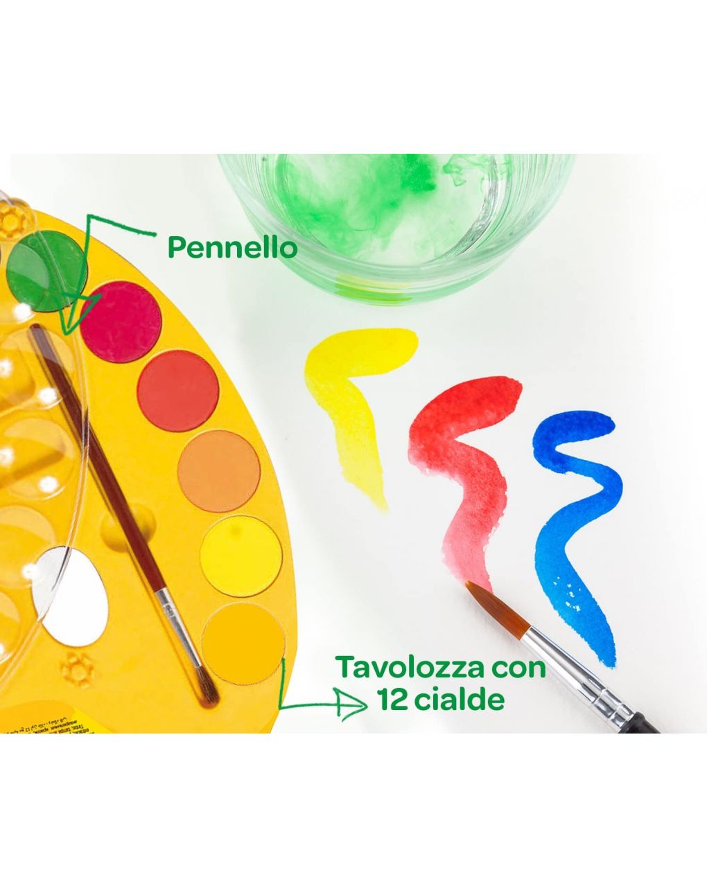 Tavolozza del pittore set con 12 aquerelli e pennello - crayola