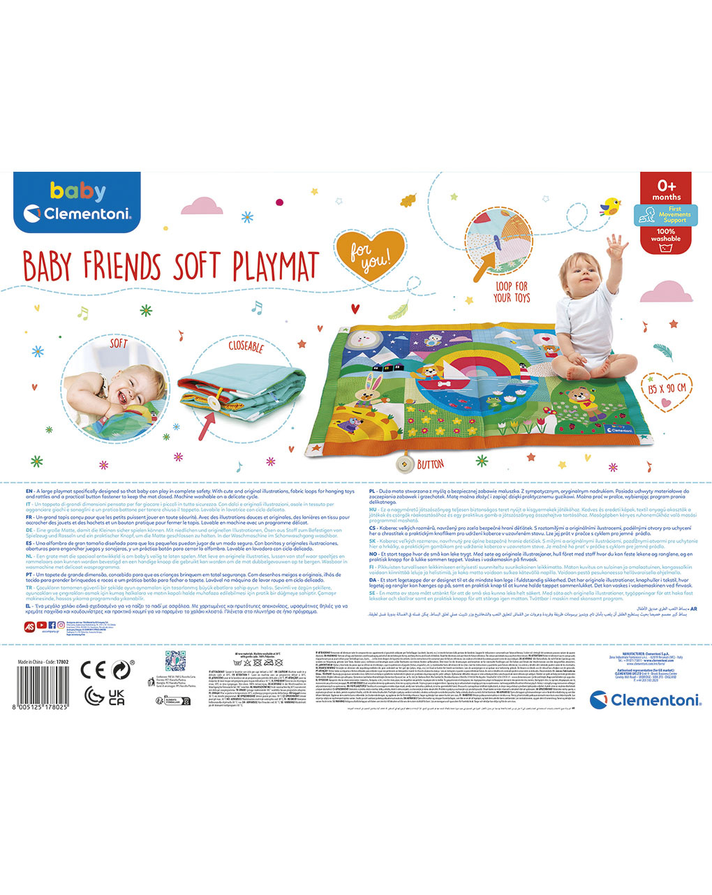 Baby tappeto soffice 135 x 90 cm - baby clementoni for you