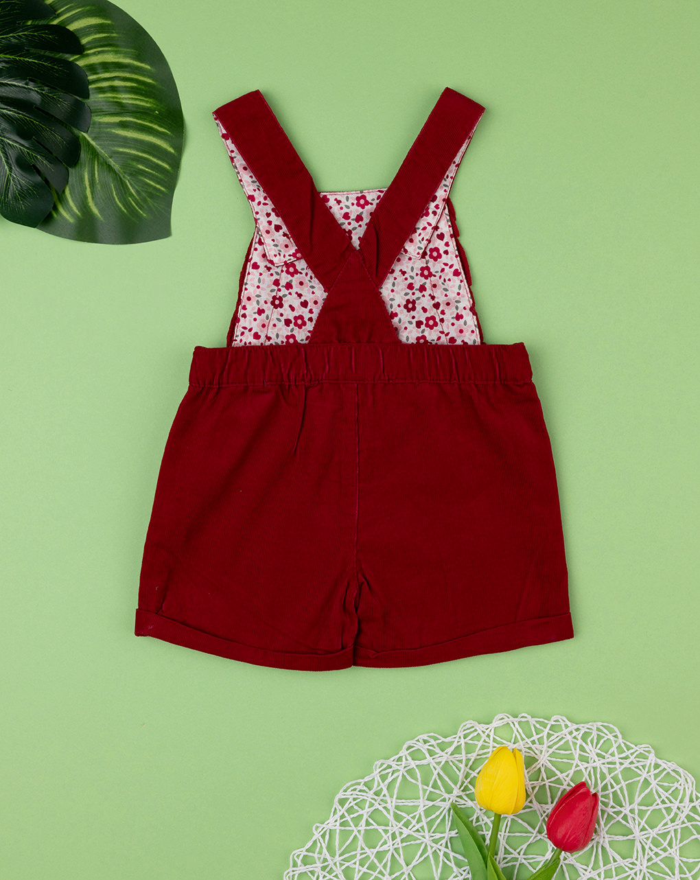 Dungaree bimba bordeaux fiori