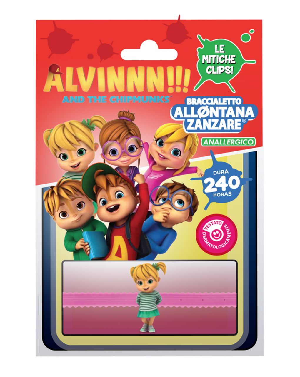 Braccialetto allontana zanzare anallergico alvin and the chipmunks - brand italia