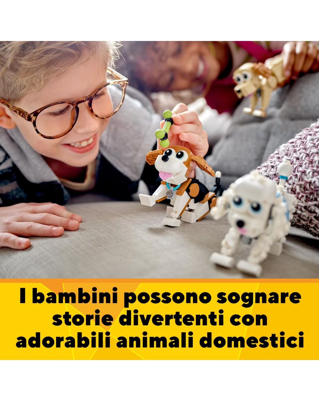 Adorabili cagnolini set 3 in 1 con bassotto carlino barboncino + altri animali da costruire - lego creator
