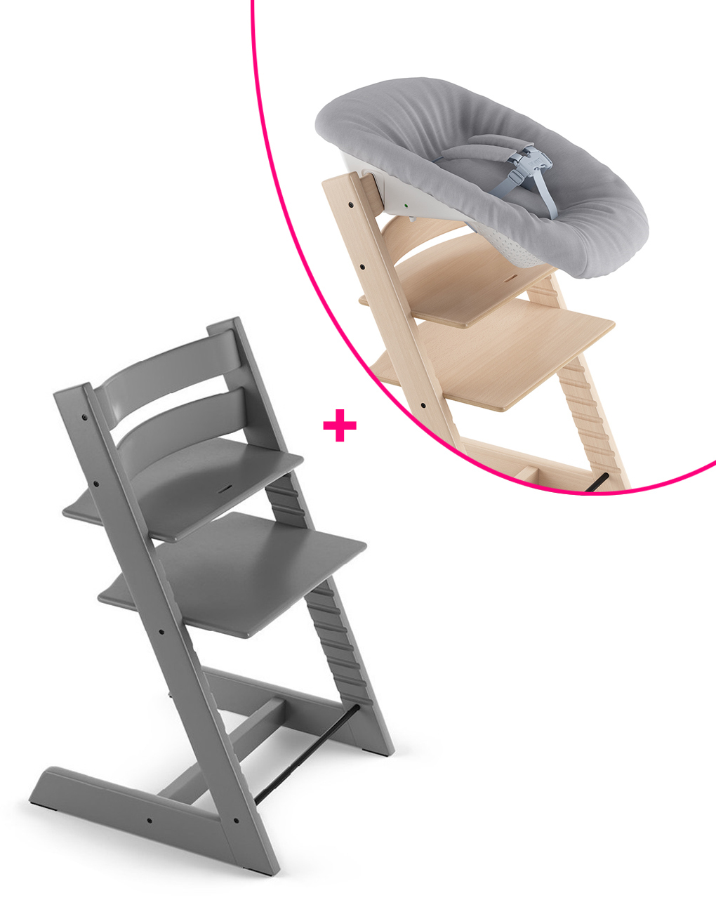 Tripp trapp storm grey + newborn set a un prezzo speciale - personalizzabile - stokke®