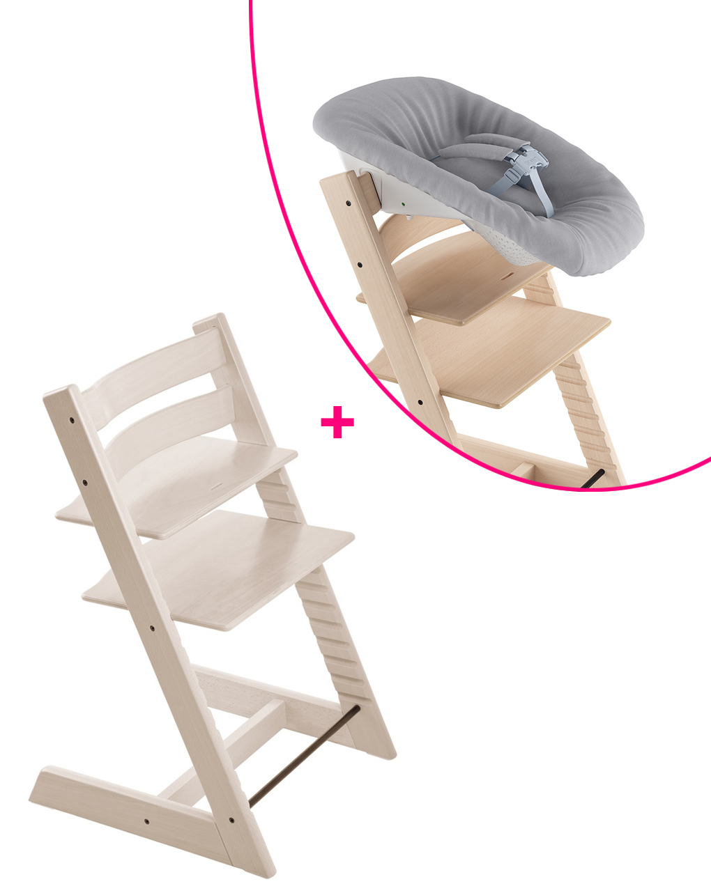 Tripp trapp sbiancato + newborn set a un prezzo speciale - personalizzabile - stokke®