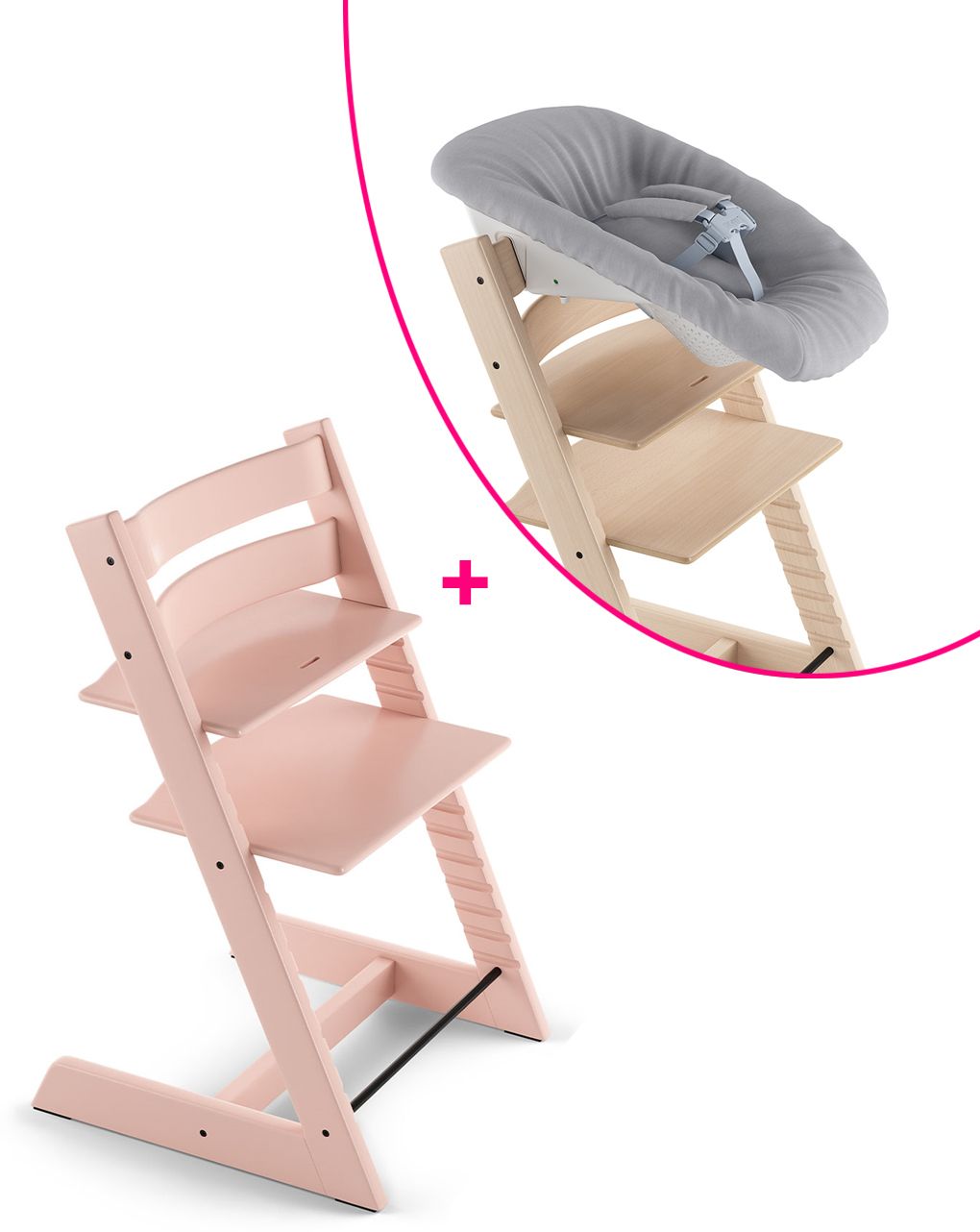 Tripp trapp serene pink + newborn set a un prezzo speciale - personalizzabile - stokke®