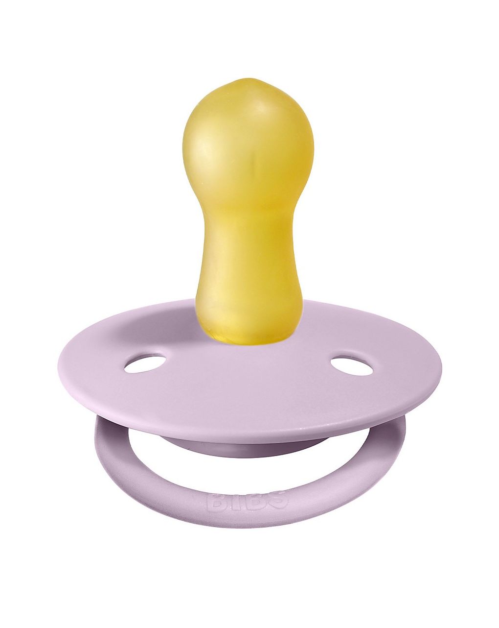 Set 2 ciucci tettarella tonda in gomma naturale 6/18 mesi - colore lilla chiaro e heather - bibs