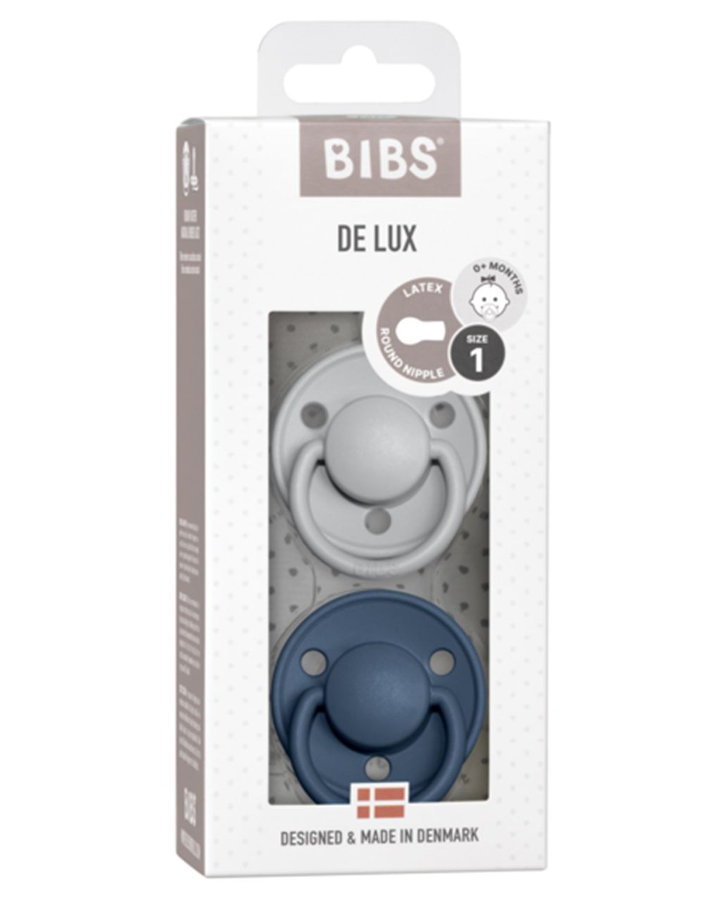 Set 2 ciucci tettarella tonda in gomma naturale 6/18 mesi - colore cloud e steel blue - bibs