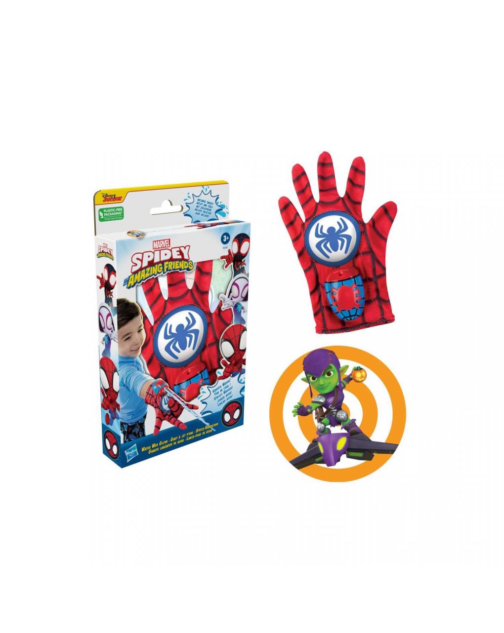 Marvel spidey e i suoi fantastici amici: guanto ad acqua e ragnatele di spidey 3+ anni - hasbro